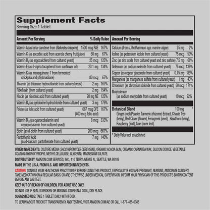etiqueta de información nutricional de multivitaminas amazon elements