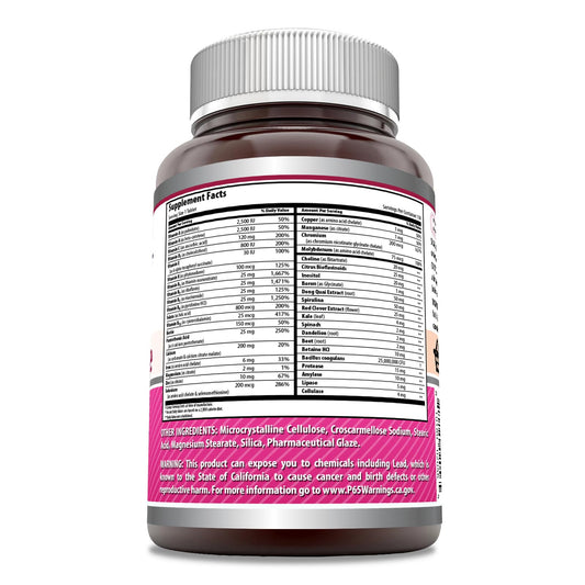 Información nutricional del multivitamínico Amazing Formulas.