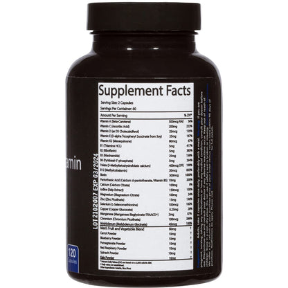 Información nutricional del multivitamínico para hombres