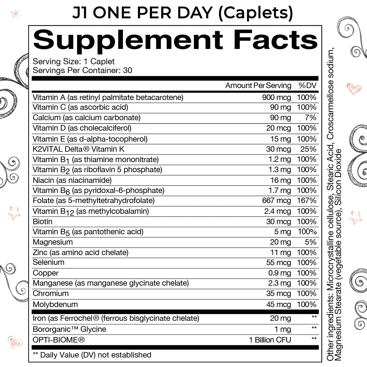 información nutricional multivitamínico J1 bariátrico