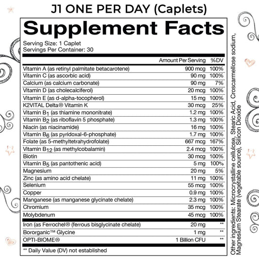 información nutricional multivitamínico J1 bariátrico