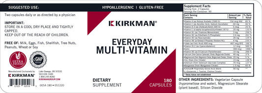 Información nutricional multivitamínico Kirkman