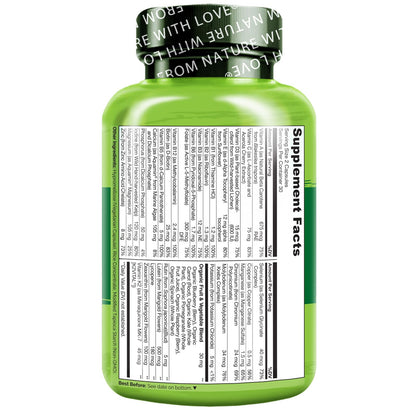 Información nutricional del multivitamínico NATURELO adolescente