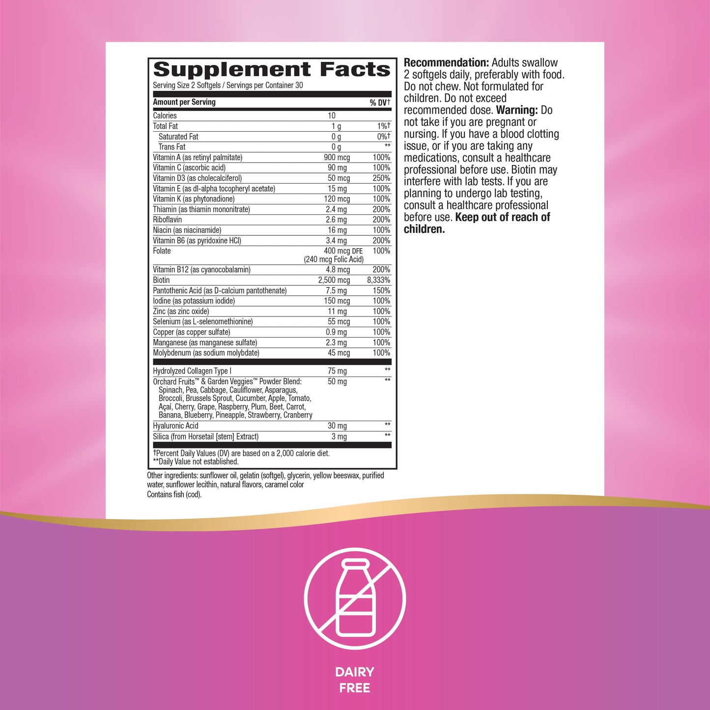 información nutricional multivitamínico Nature's Way