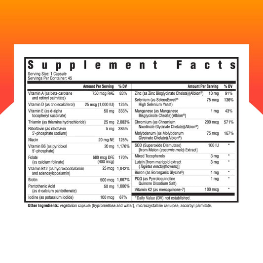 Información nutricional multivitamínico One MF