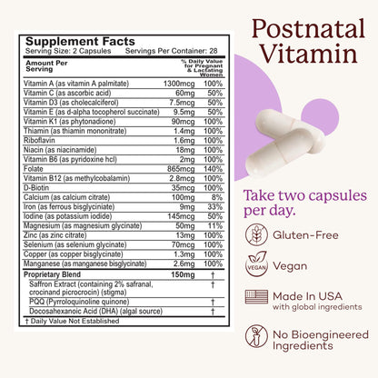 Información nutricional del multivitamínico Premama