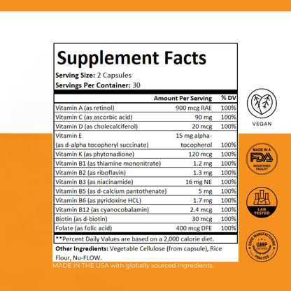 Información nutricional del PurePath multivitamínico adulto