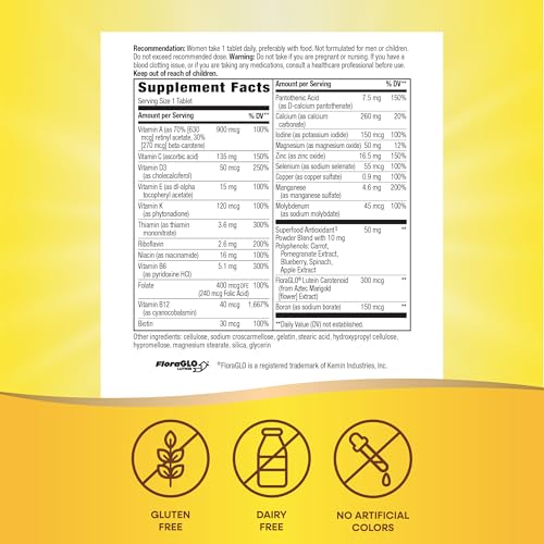 información nutricional de multivitamínico sin gluten