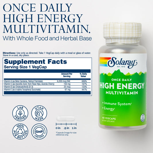 Información nutricional del multivitamínico SOLARAY