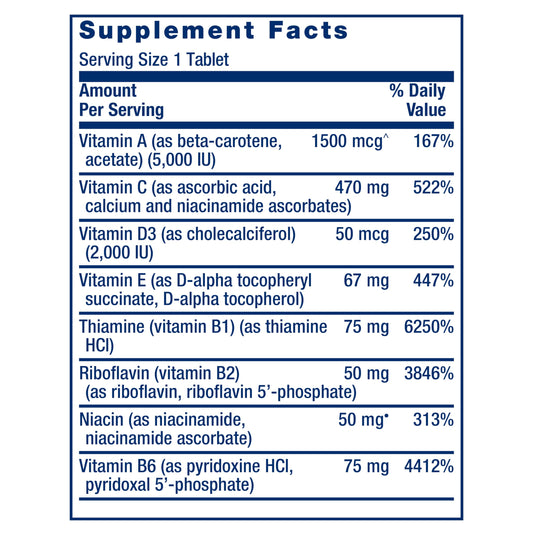 información nutricional del multivitamínico