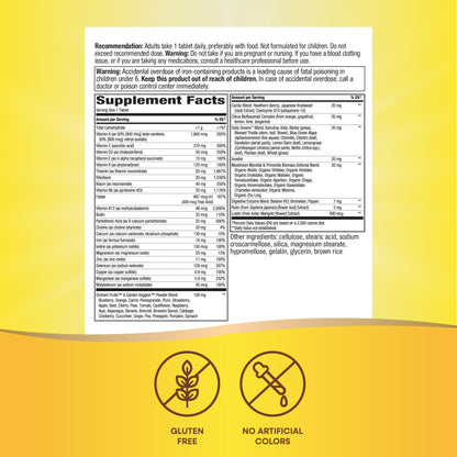 Información nutricional del multivitamínico
