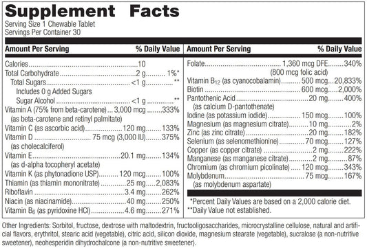 información nutricional de multivitamínicos para recuperación bariátrica