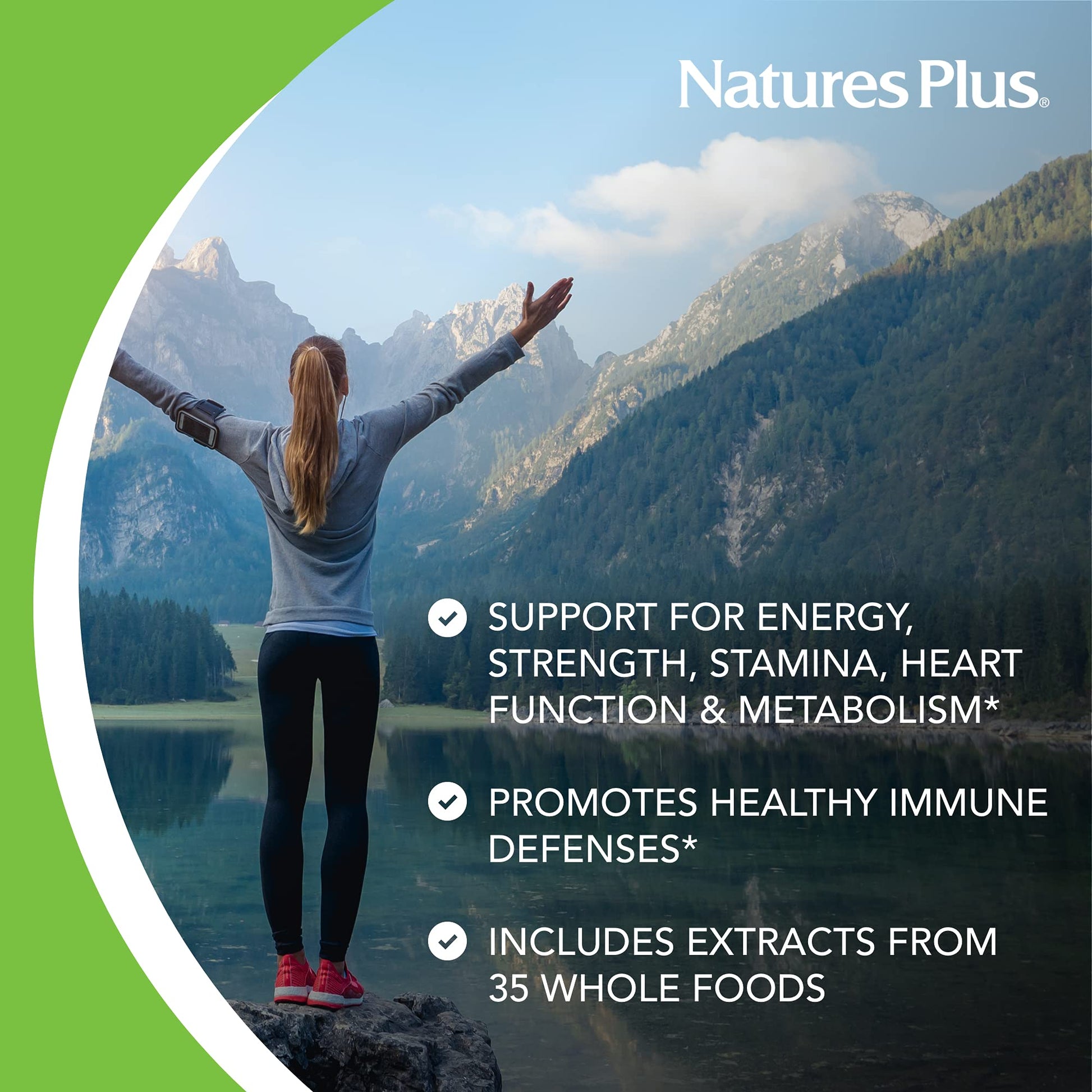 Información nutricional de NaturesPlus Mujeres Diarias Multivitamina.