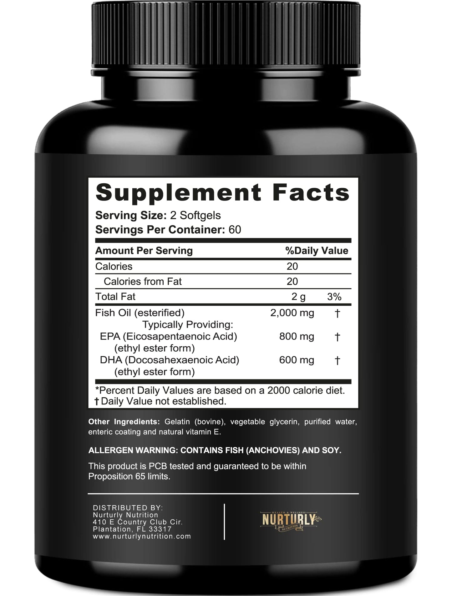 Información nutricional NURTURLY Vitaminas B y Aceite de Pescado