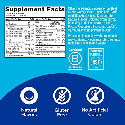 Información nutricional del multivitamínico Olly hombres
