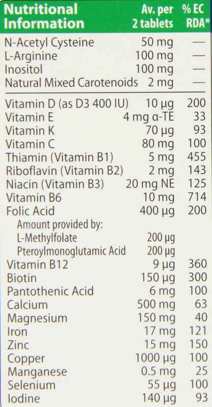 Información nutricional de Pregnacare Max para soporte durante el embarazo