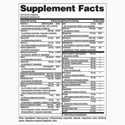 información nutricional multivitamínico PureFormulas