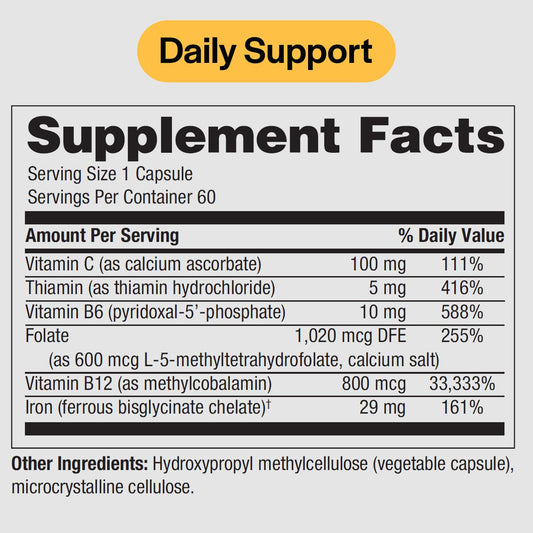 Información nutricional sobre el suplemento de hierro