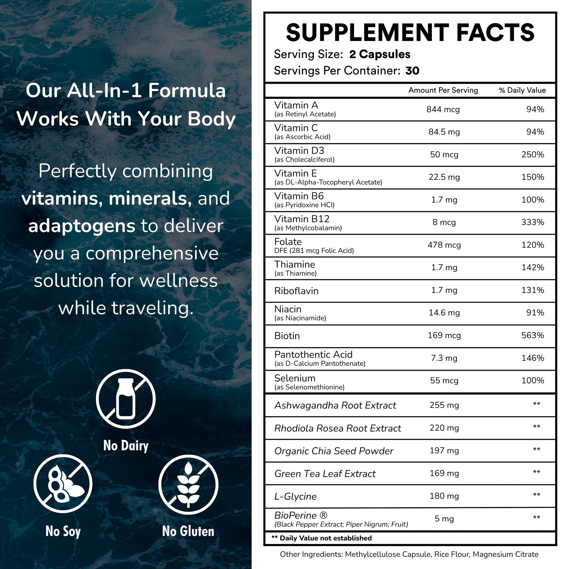 Lata de suplemento con información nutricional
