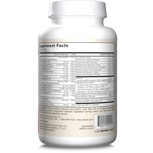 Información nutricional del suplemento Jarrow para mujeres