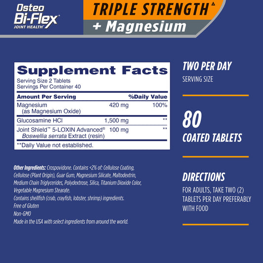 Información nutricional del suplemento Osteo Bi-Flex