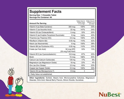 Información nutricional detallada de tabletas NuBest