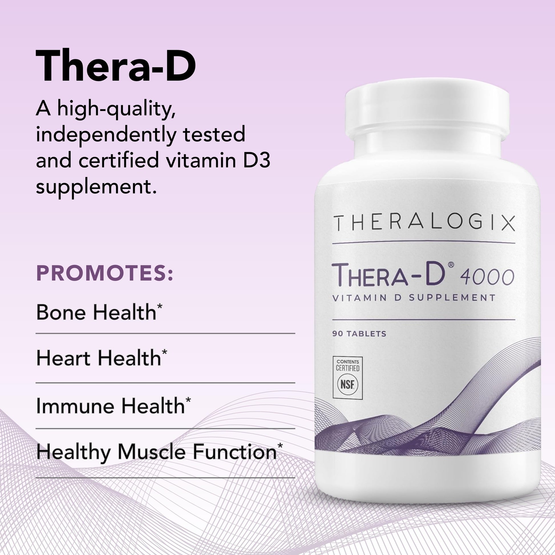 Información nutricional Thera-D 4000 vitaminas D3 para inmunidad