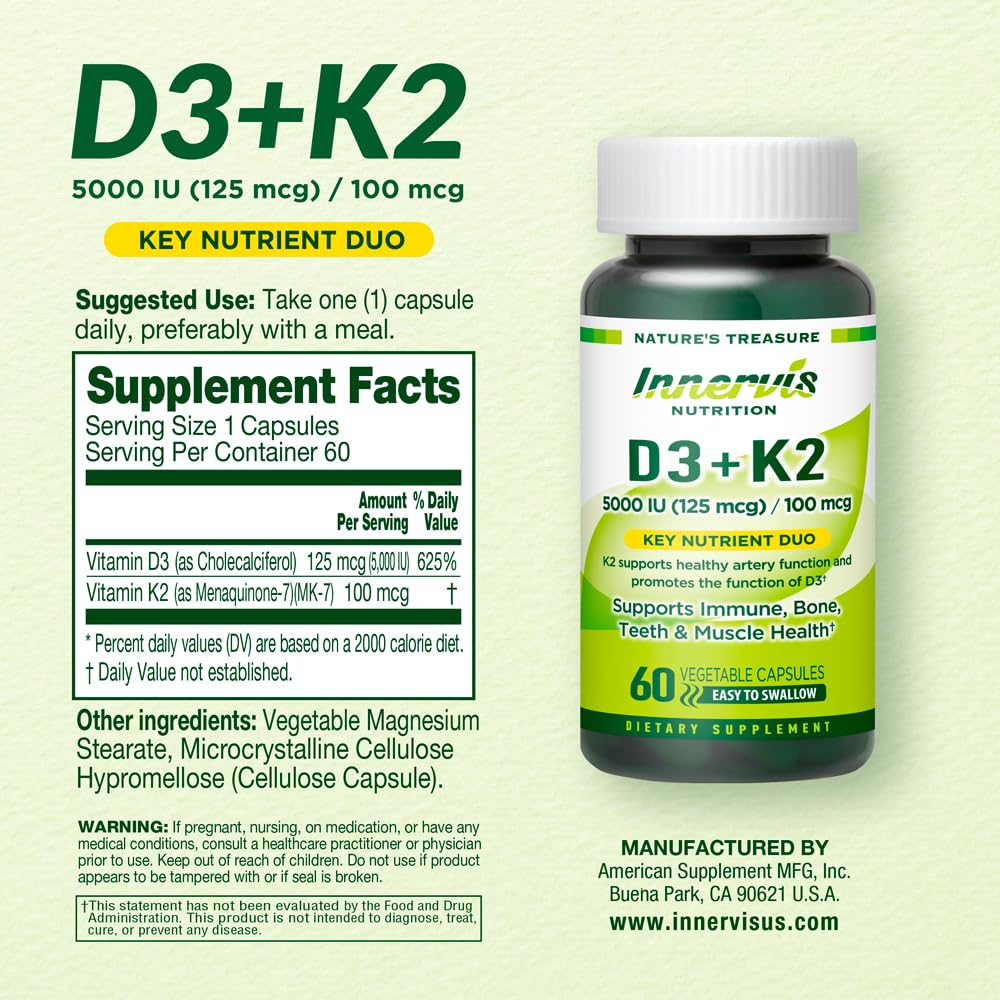 Información nutricional de la vitamina D3 y K2