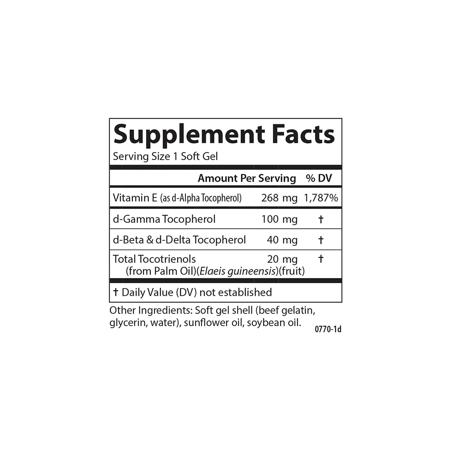 Información nutricional vitamina E Carlson