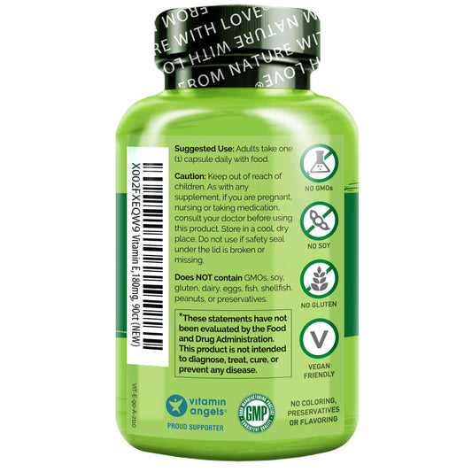 Información nutricional y de uso de vitamina E NATURELO.