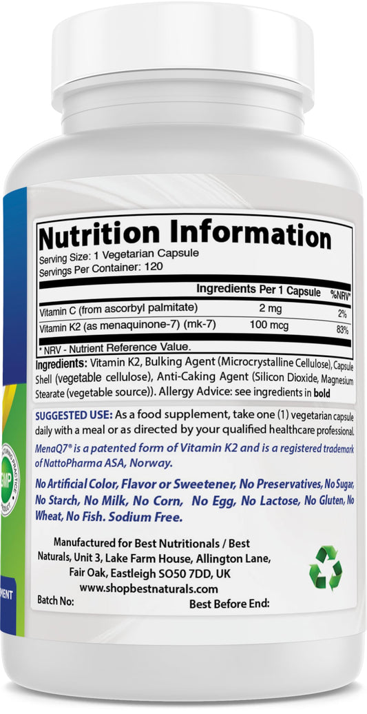 Información nutricional vitamina K2