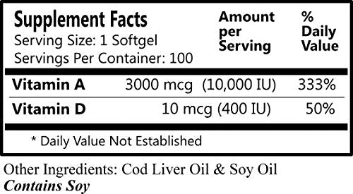 Información nutricional de vitaminas A y D - Daily