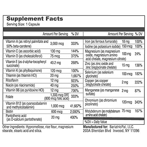 Información nutricional de las vitaminas BariatricPal