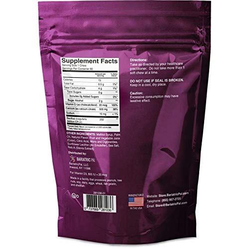 Información de nutrientes de masticables BariatricPal