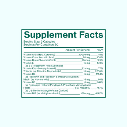 Información Nutrimental Multivitamínico Daily Love