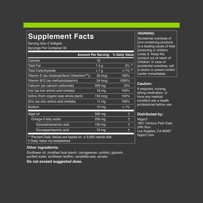 información nutrimental del multivitamínico hippo7