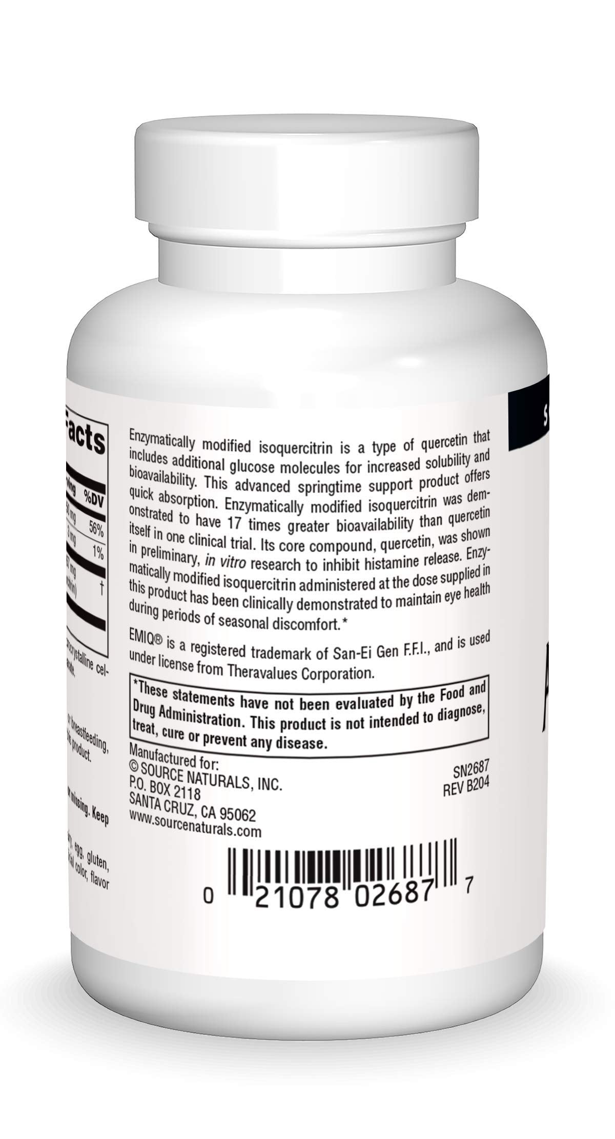Informacion de quercetina EMIQ 17X Source Naturals