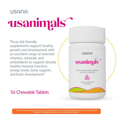 Información de salud del suplemento Usanimals para niños.