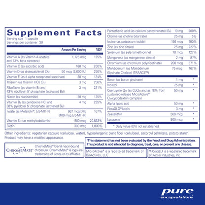 Información suplementaria del multivitamínico Pure Encapsulations