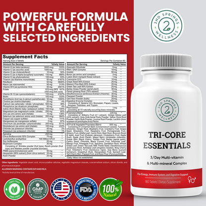 Información suplementaria Tri-Core Essentials multivitamínico