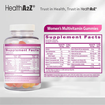 Información de suplemento de gomitas multivitamínicas NutraA2Z