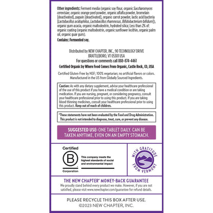 Información del suplemento multivitamínico