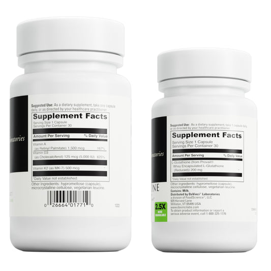Información de suplementos ADK y Glutatión