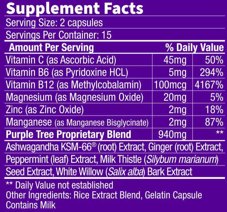 Información de suplementos para Purple Tree Día Siguiente