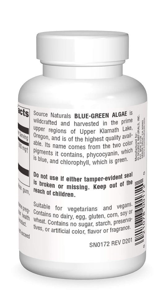 Información trasera del envase de Alga Azul-Verde