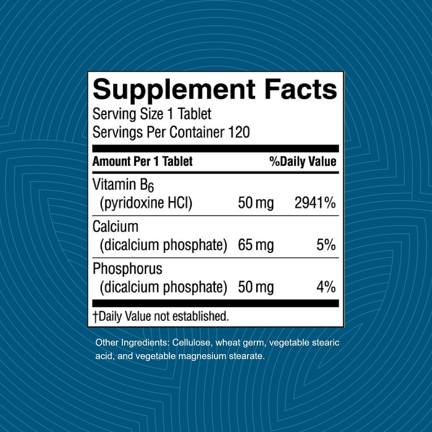 Información de vitamina B6 Nature's Sunshine 120 tabletas