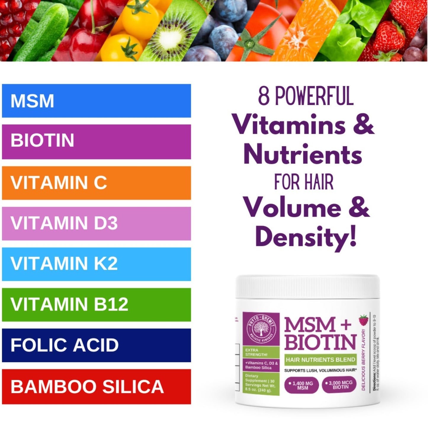 Ingrediente OptiMSM en polvo para mejor salud capilar