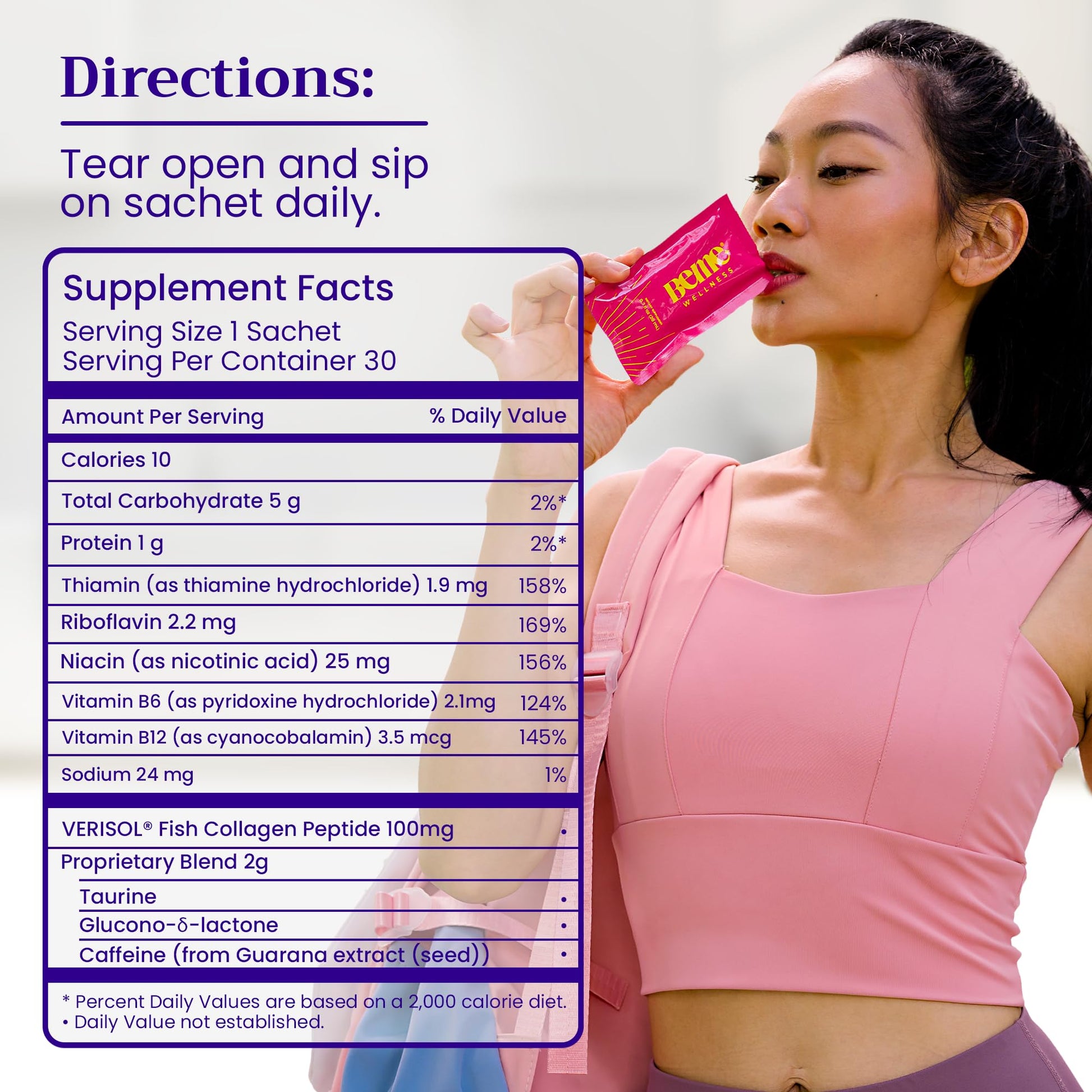 Ingredientes activos en suplemento BeMe vitamina B12 líquida