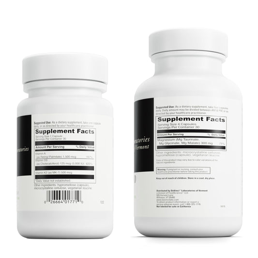 Ingredientes de ADK y Tri-Mag 300 en botellas de DaVinci