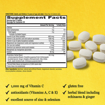 Ingredientes Airborne 1000mg vitamina C masticable